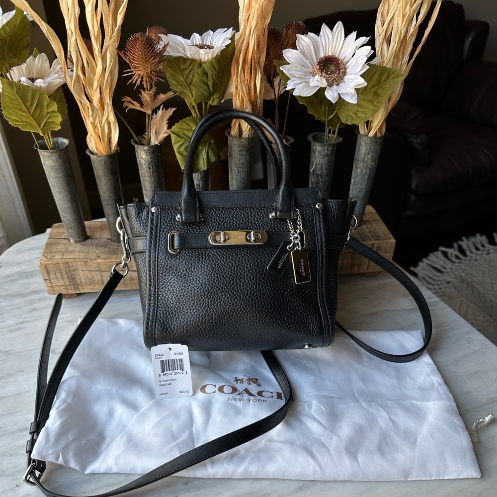Coach Black Pebbled Leather Mini Satchel with Silver Hardware - Picture 2 of 7
